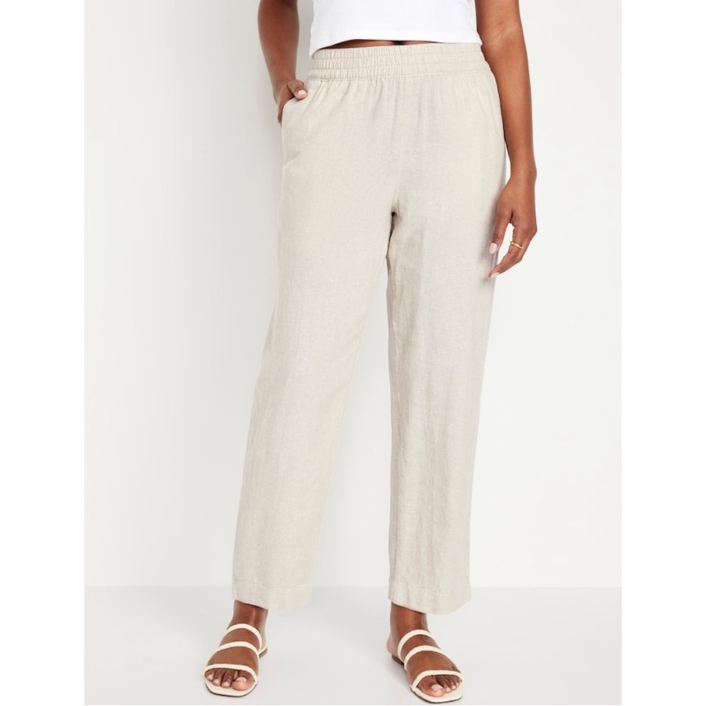 High Waisted Linen Blend Pants